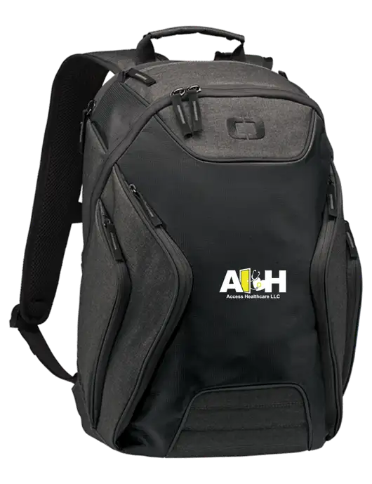OGIO Black/Heather Grey Hatch Laptop Backpack
 w/Access Healthcare Logo