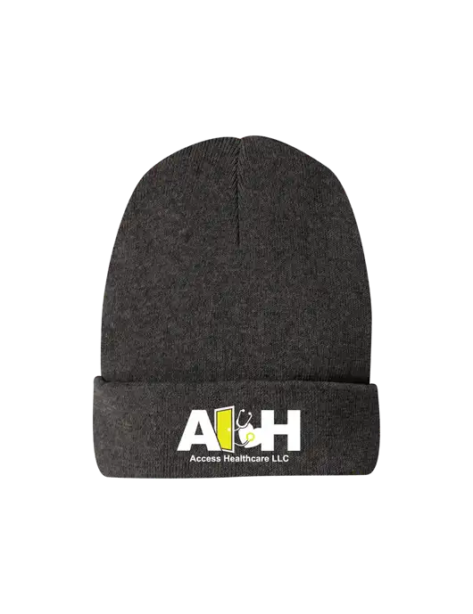 Recycled Charcoal Heather Beanie w/Access Healthcare Logo
