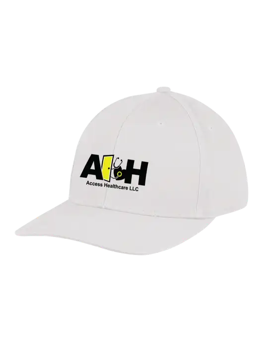 Premium Modern Structured Twill White Snapback Cap w/Access Healthcare Logo