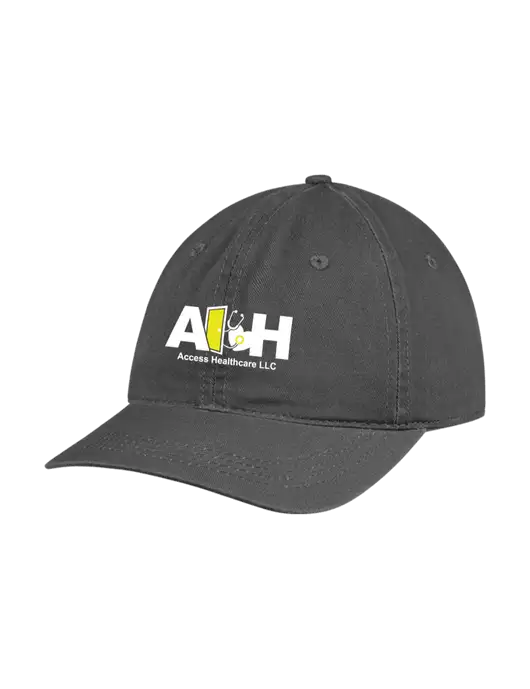 Garment Washed Unstructured Twill Charcoal Cap w/Access Healthcare Logo