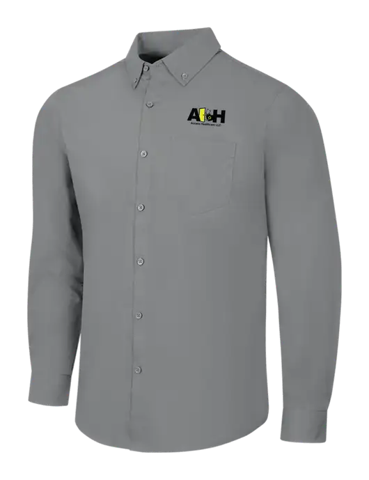 Medium Grey Long Sleeve Carefree Poplin Shirt w/Access Healthcare Logo