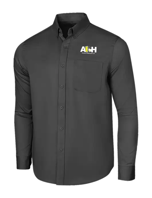 Long Sleeve Dark Grey Superpro React Twill Shirt w/Access Healthcare Logo