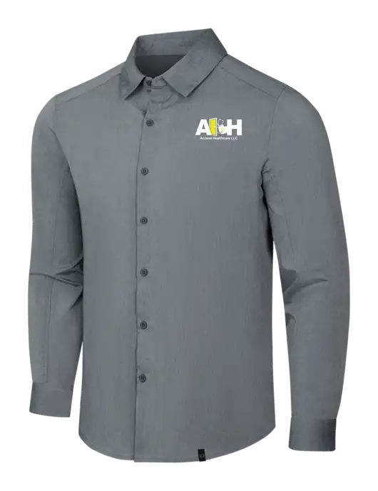 OGIO Medium Grey Heather Commuter Woven Shirt w/Access Healthcare Logo