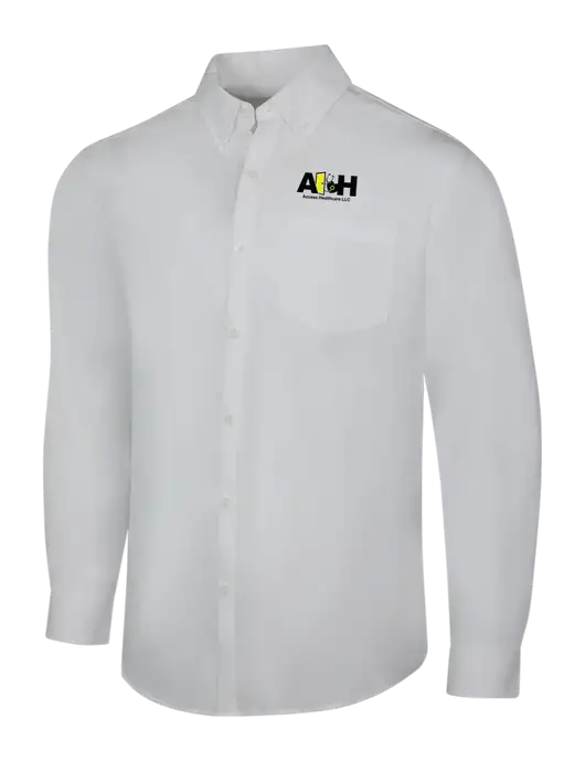 White Long Sleeve Carefree Poplin Shirt w/Access Healthcare Logo