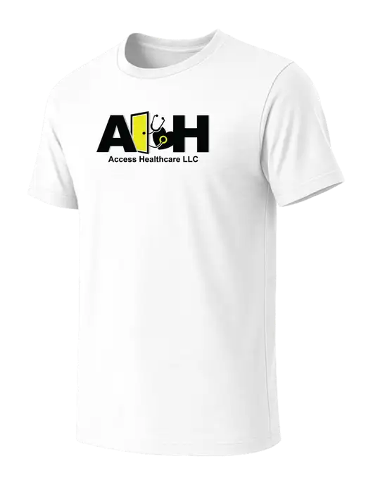 BELLA+CANVAS White Blend CVC Short Sleeve Tee w/Access Healthcare Logo