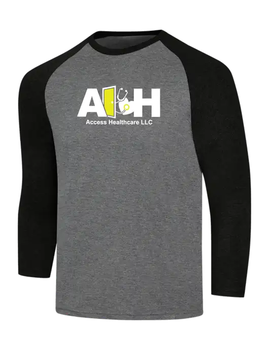 Simply Soft 3/4 Sleeve Black Frost/Grey Frost Ring Spun Cotton T-Shirt w/Access Healthcare Logo