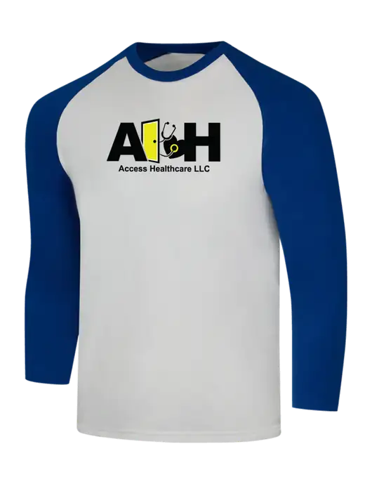 Simply Soft 3/4 Sleeve Dark Royal/White Ring Spun Cotton T-Shirt w/Access Healthcare Logo