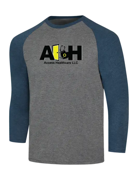 Simply Soft 3/4 Sleeve Navy Frost/Grey Frost Ring Spun Cotton T-Shirt w/Access Healthcare Logo