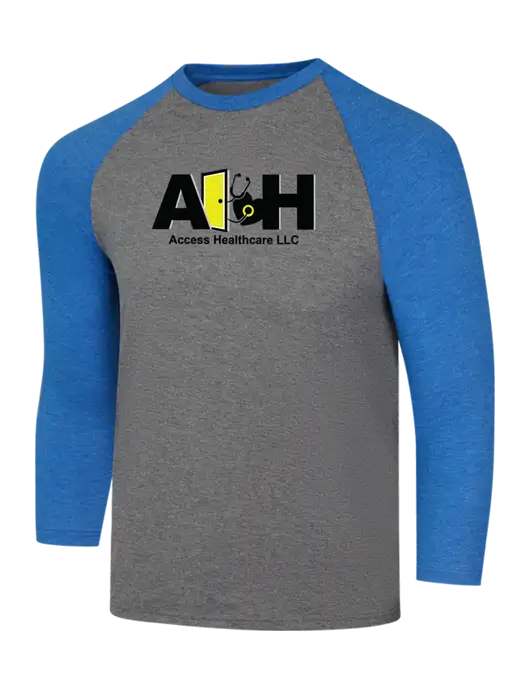Simply Soft 3/4 Sleeve Royal Frost/Grey Frost Ring Spun Cotton T-Shirt w/Access Healthcare Logo