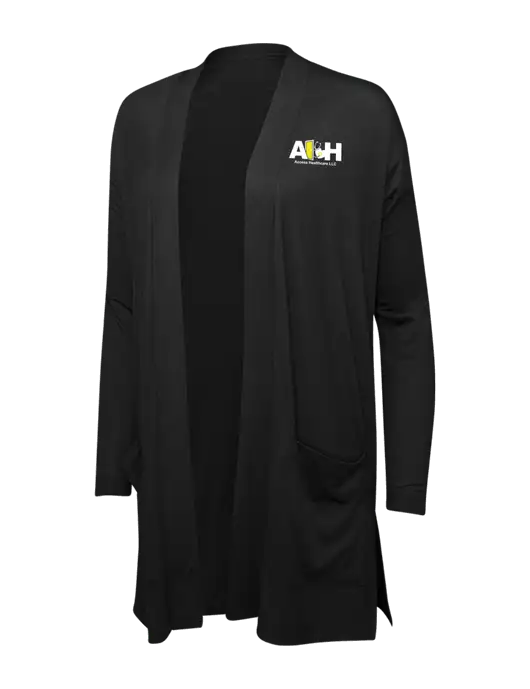 Black Womens Concept Long Pocket Cardigan w/Access Healthcare Logo