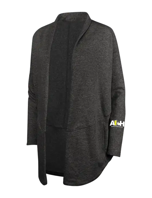 Charcoal Heather/ Medium Heather Grey Womens Interlock Cardigan w/Access Healthcare Logo