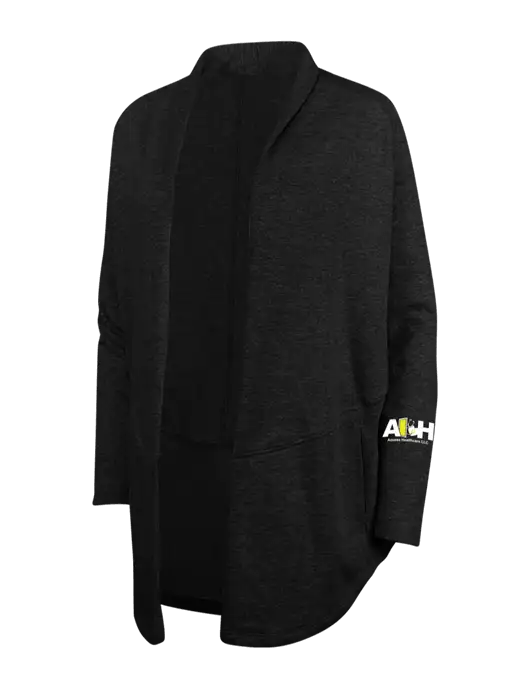 Deep Black/Charcoal Heather Womens Interlock Cardigan w/Access Healthcare Logo