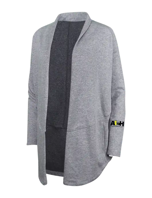 Medium Heather Grey/Char Heather Womens Interlock Cardigan w/Access Healthcare Logo