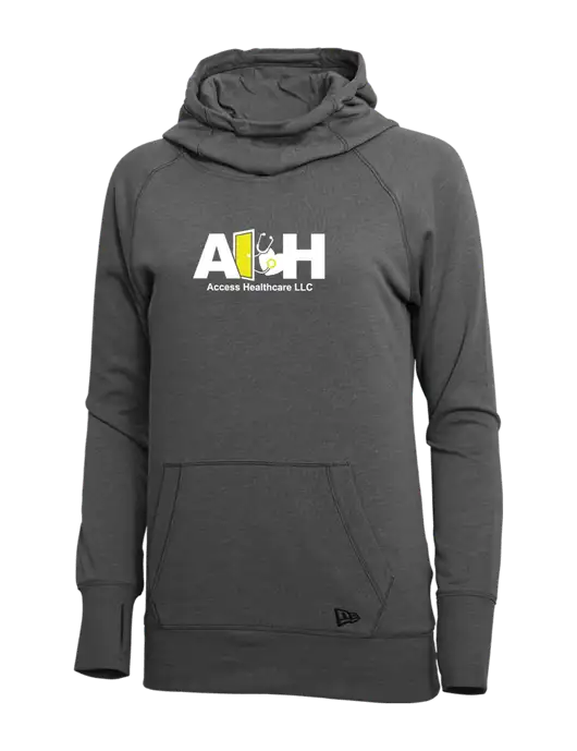 New Era Black Heather Womens Tri-Blend Fleece Pullover Hoodie w/Access Healthcare Logo