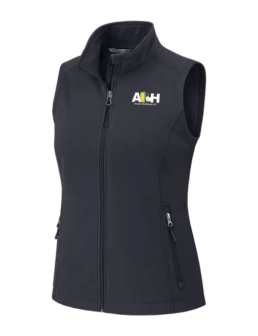 Charcoal Grey Womens Core Soft Shell Vest w/Access Healthcare Logo