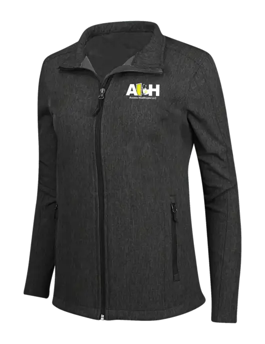 Black Charcoal Heather Womens Core Soft Shell Jacket w/Access Healthcare Logo