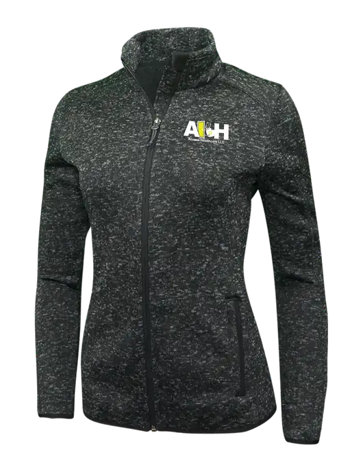 Black Heather Womens Sweater Fleece Jacket w/Access Healthcare Logo