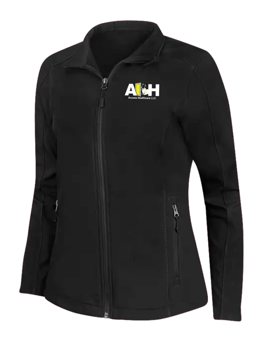 Black Womens Core Soft Shell Jacket w/Access Healthcare Logo