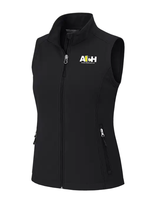 Black Womens Core Soft Shell Vest w/Access Healthcare Logo