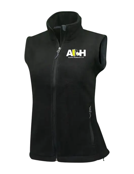 Womens Black Fleece Vest w/Access Healthcare Logo