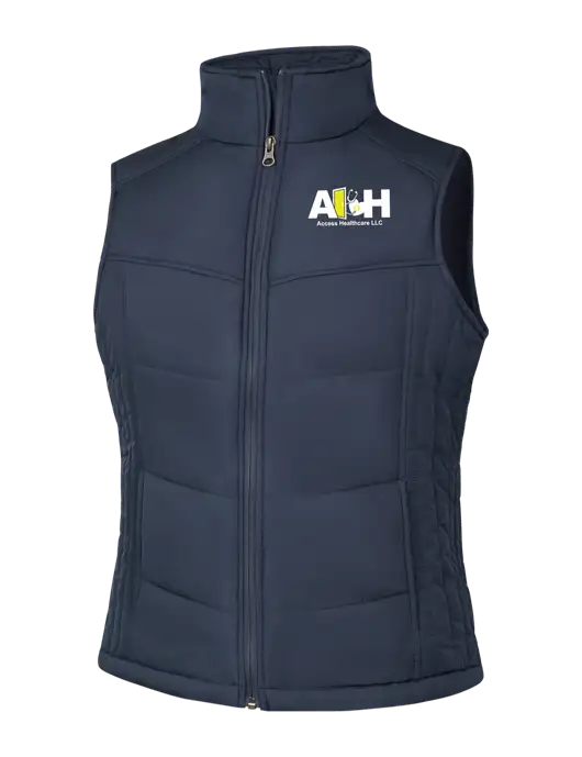  Womens Dark Slate/Black Puffy Vest w/Access Healthcare Logo