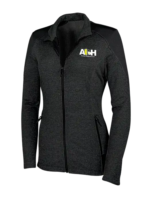 Womens Black Grid Fleece Jacket w/Access Healthcare Logo