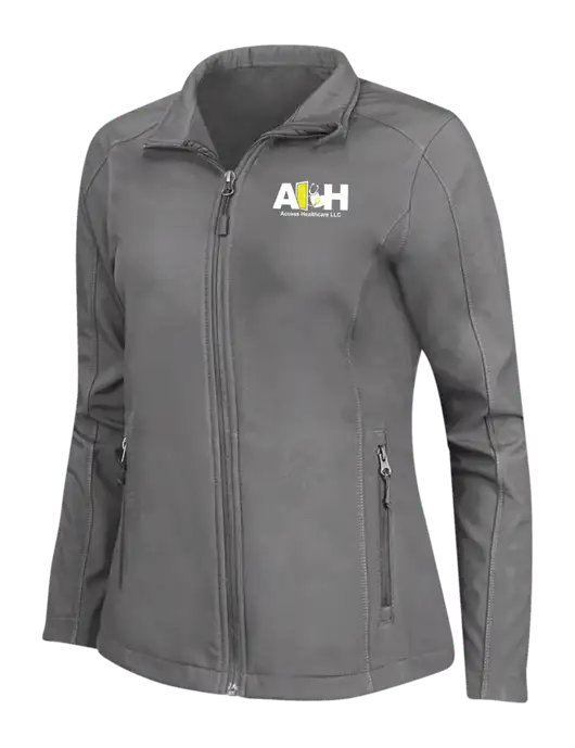 Medium Grey Womens Core Soft Shell Jacket w/Access Healthcare Logo