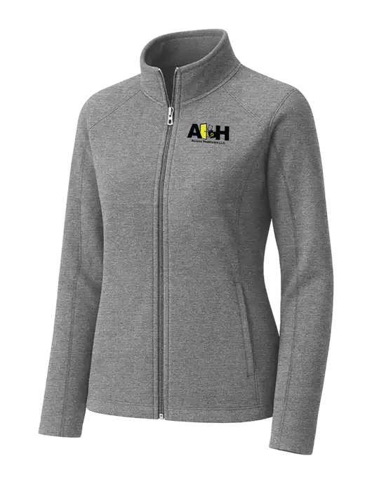 Medium Grey Womens Heather Microfleece Full-Zip Jacket w/Access Healthcare Logo