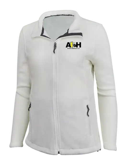 Womens White Fleece Jacket w/Access Healthcare Logo